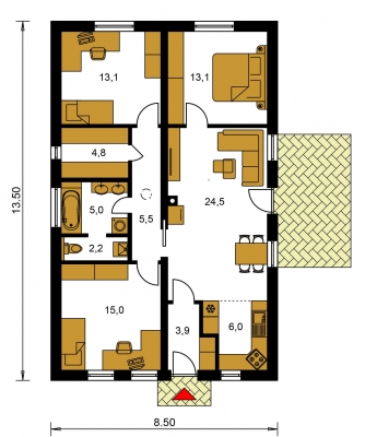 Mirror image | Floor plan of ground floor - BUNGALOW 121